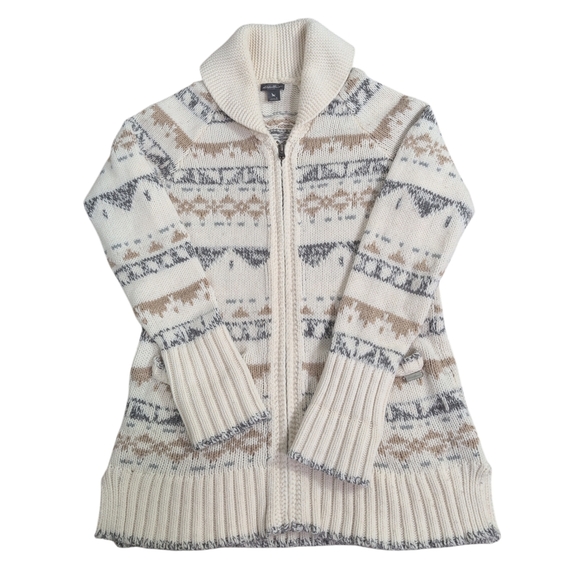 Eddie Bauer Sweaters - Eddie Bauer Wool Blend Sweater, Full Zip Cardigan, Aztec, Women's Small